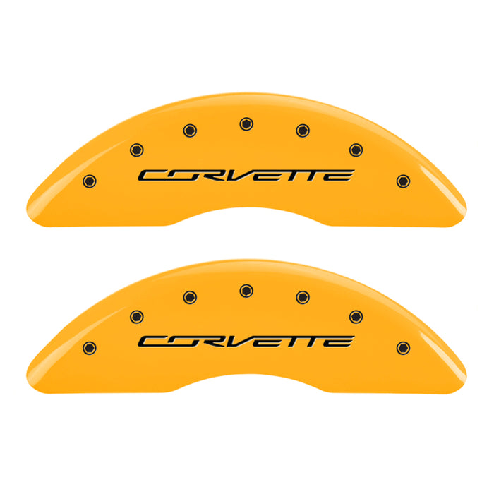 MGP 4 Caliper Covers Engraved Front & Rear C7/Corvette Yellow finish black ch