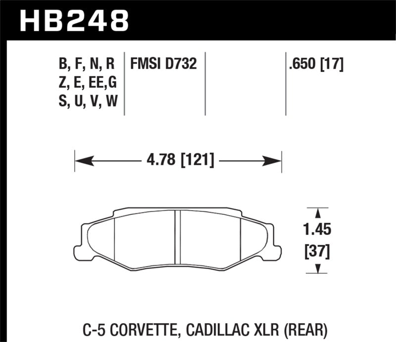 Plaquettes de frein arrière HP+ Street pour Corvette Hawk 97-06 (y compris C5 Z06)