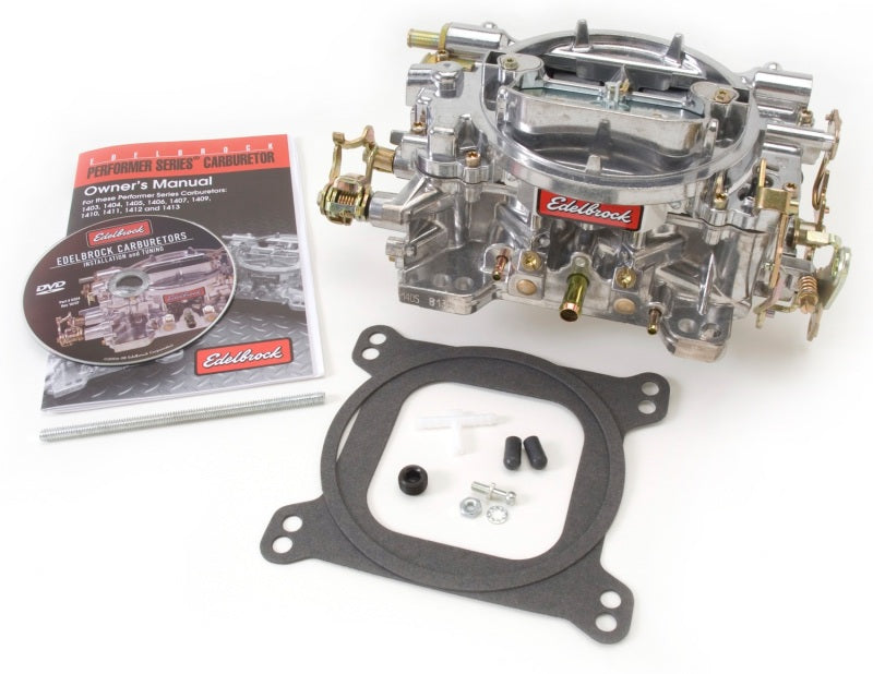 Carburateur Edelbrock Performer Series 4 corps 500 CFM starter manuel finition satinée