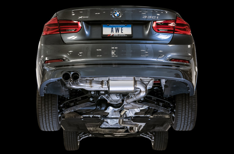 AWE Tuning BMW F3X N20/N26 328i/428i Touring Edition Échappement Quad Outlet - Embouts chromés argentés 80 mm