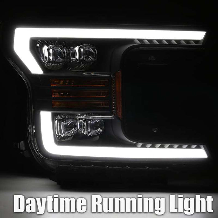 Phares à LED AlphaRex 18-19 Ford F-150 NOVA de style planche, noir mat avec lumière active/signal Seq