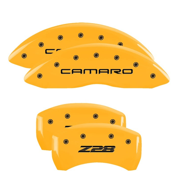 MGP 4 Caliper Covers Engraved Front Camaro Rear Z28 Yellow Finish Black Char 2000 Chevy Camaro