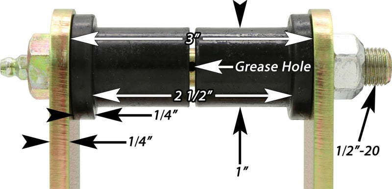 Manilles de ressort à lames RockJock 76-86 CJ HD arrière avec bagues en uréthane, paire de boulons graissables HD