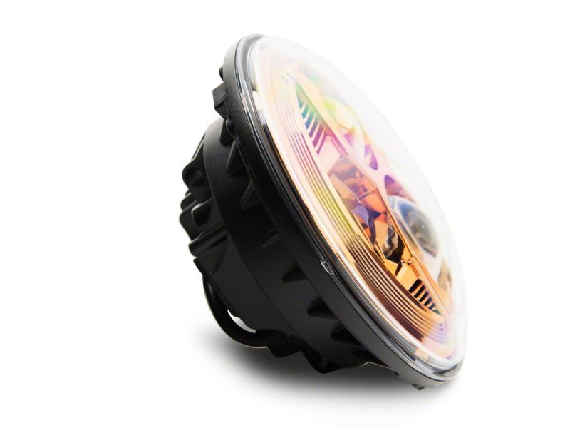 Phares à DEL Raxiom 07-18 Jeep Wrangler JK 7 pouces Boîtier orange - Lentille transparente