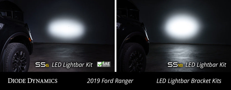 Kit de barre lumineuse à LED Diode Dynamics 19-21 Ford Ranger SS6 - Conduite blanche