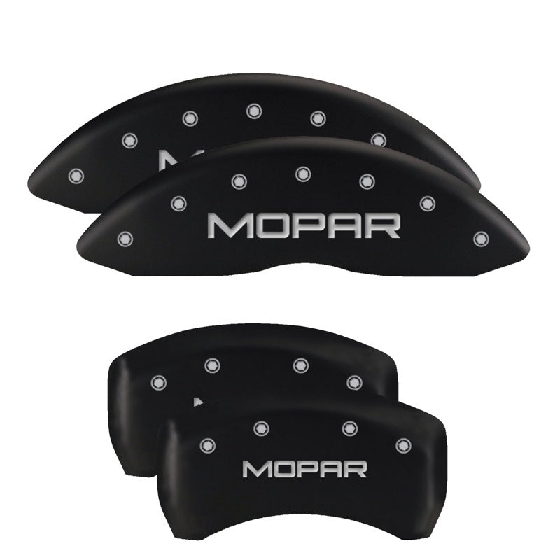 MGP 4 Caliper Covers Engraved Front & Rear Style 1/Chrysler Wing Black finish silver ch