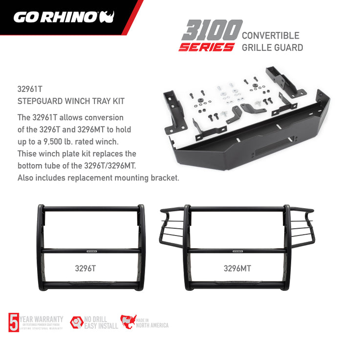 Calandre centrale Go Rhino 18-20 Ford F-150 (sauf modèles APA/ACC) série 3100 StepGuard UNIQUEMENT - Tex. Blk