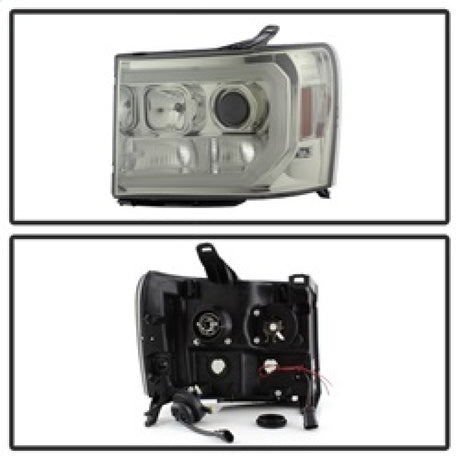 Phares de projecteur Spyder GMC Sierra 1500/2500/3500 07-13 V2 - Fumé PRO-YD-GS07V2-LBDRL-SM