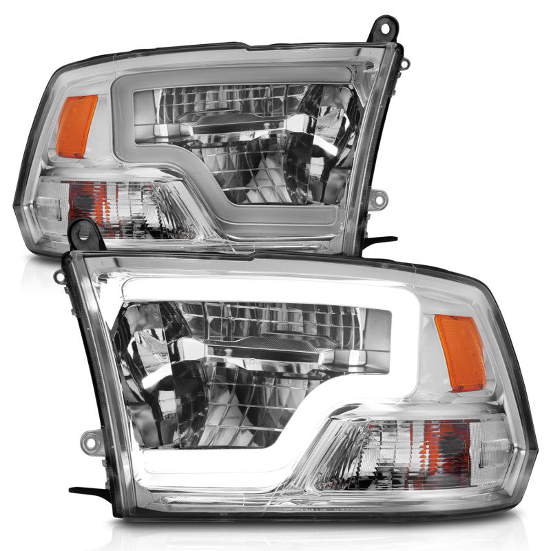ANZO 2009-2020 Dodge Ram 1500 Phares de projecteur carrés entièrement à LED avec boîtier chromé Ambre chromé