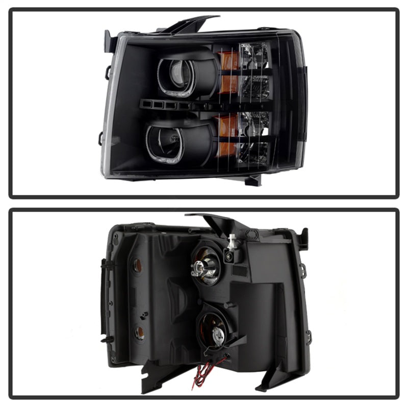 Phares de projecteur à LED Xtune Chevy Silverado 1500/2500/3500 07-13 Noir PRO-JH-CSIL07-CFB-BK