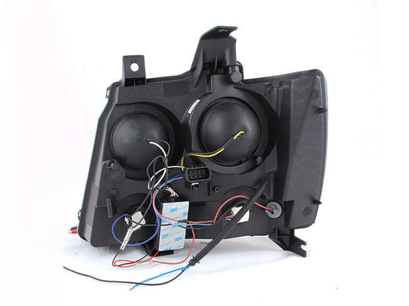 Phares de projecteur ANZO 2007-2013 Chevrolet Avalanche avec halo chromé
