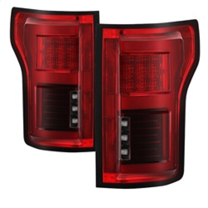 Feux arrière à LED Spyder 15-18 Ford F-150 (avec angle mort) - Rouge transparent (ALT-YD-FF15015BS-LBLED-RC)