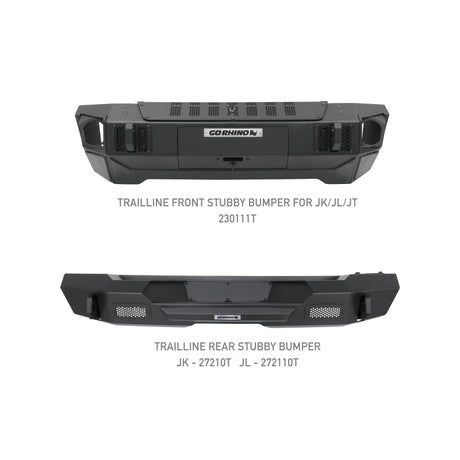 Pare-chocs avant court Go Rhino 07-20 Jeep Wrangler JL/JLU/JK/JKU/Gladiator JT Trailline