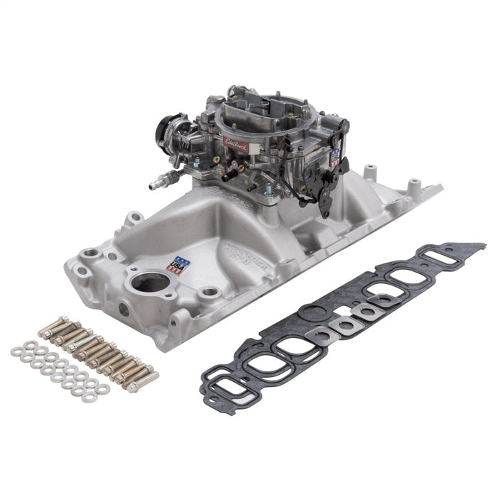 Kit collecteur et carburateur Edelbrock Performer RPM Big Block Chevrolet Oval Port Finition naturelle