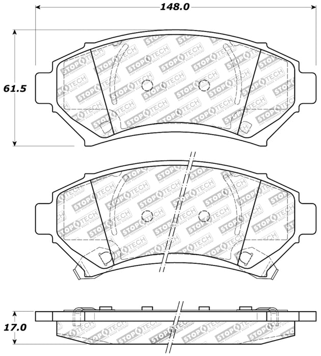 Plaquettes de frein sport StopTech avec cales et matériel - Avant