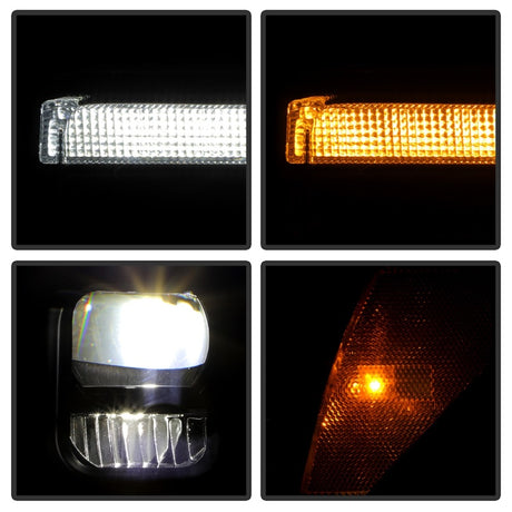 Phares avant Spyder à LED chromés pour Ford F-250/F-350/F450 17-18 PRO-YD-FS17HALAP-SEQ-BK