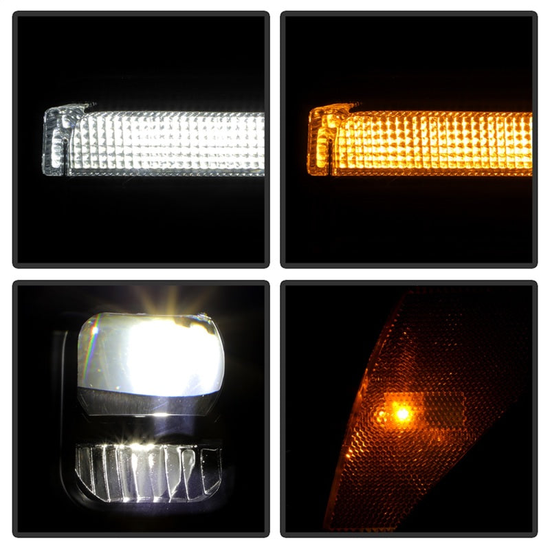 Phares avant Spyder à LED chromés pour Ford F-250/F-350/F450 17-18 PRO-YD-FS17HALAP-SEQ-BK