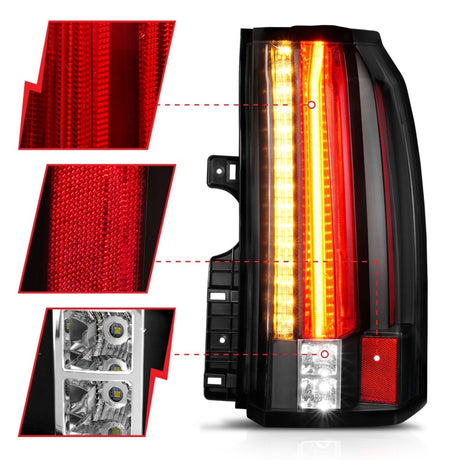 Feux arrière à LED ANZO 2015-2017 GMC Yukon/Yukon XL Noir