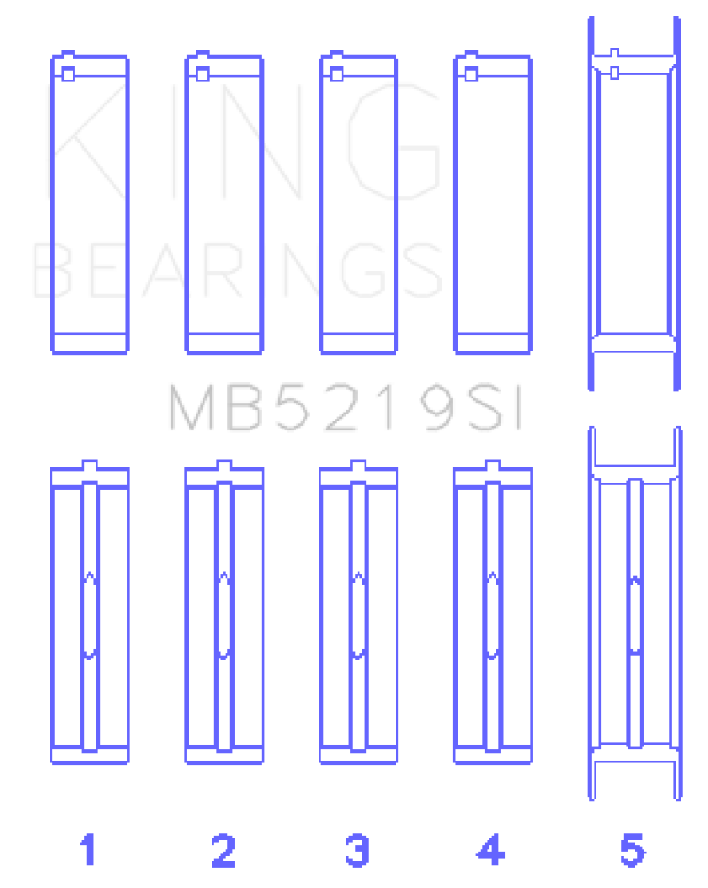 King 91-92 281CI 4.6L V8 Romeo avec bloc en fonte SOHC 16 soupapes (taille +0,5) Ensemble de roulements principaux