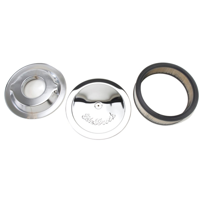 Élément en papier rond en acier pour épurateur d'air Edelbrock série Pro-Flo, 14 po de diamètre x 3 75 po de base abaissée