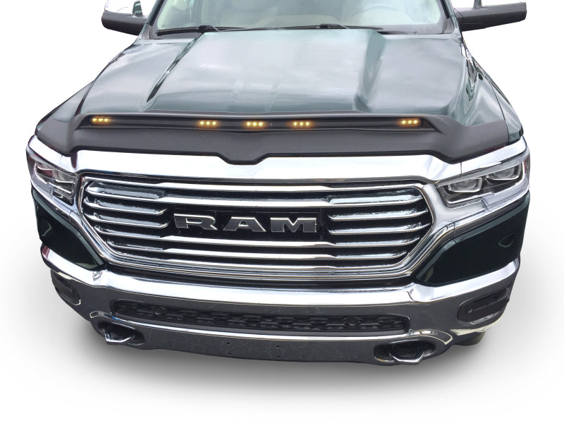 Protecteur de capot à profil bas AVS 2019 Dodge Ram 1500 Aeroskin avec lumières - Noir