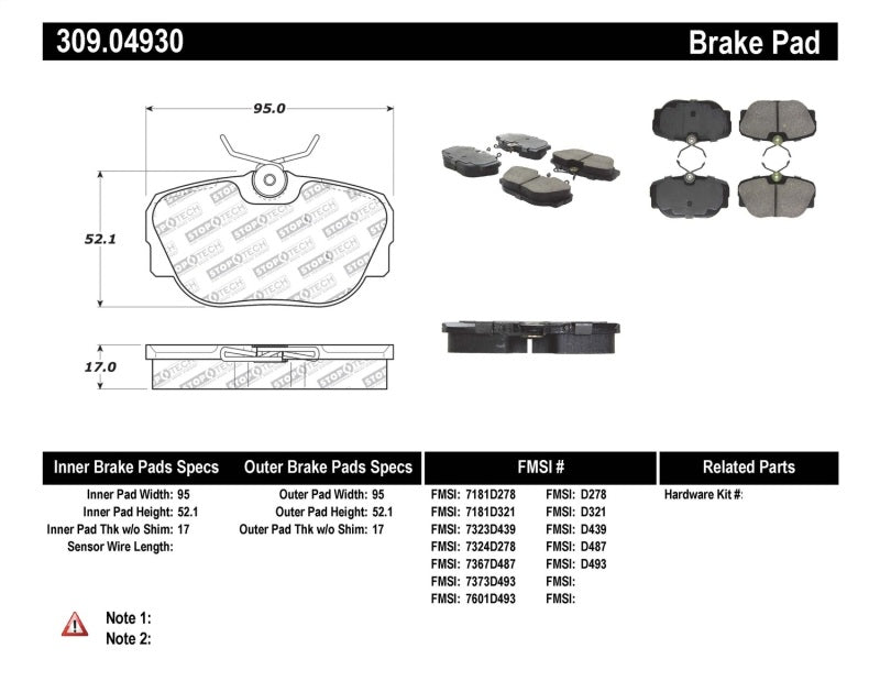 Plaquettes de frein StopTech Performance
