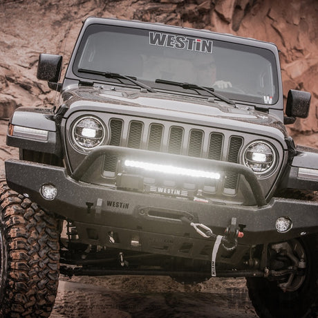 Pare-chocs avant pleine largeur Westin 18-19 Jeep Wrangler JL WJ2 avec pare-buffles noir texturé