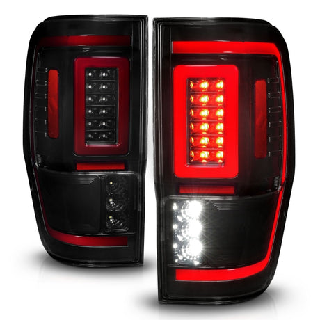 Feux arrière à LED ANZO 19-22 Ford Ranger avec signal séquentiel de barre lumineuse, boîtier noir/lentille fumée