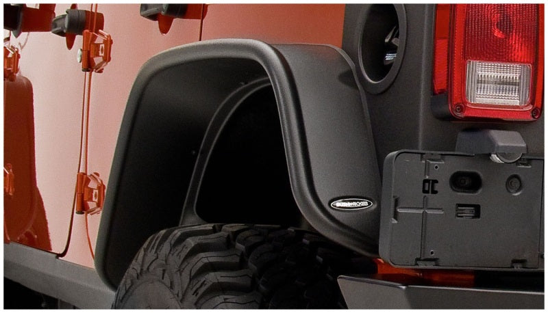 Bushwacker 07-18 Jeep Wrangler Unlimited Flat Style Flares 2 pièces 4 portes utilitaire sport uniquement - Noir
