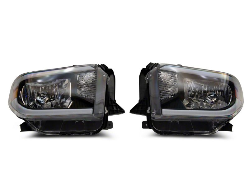 Phares Raxiom 14-21 Toyota Tundra Axial Series avec barre LED - Boîtier noir (lentille transparente)