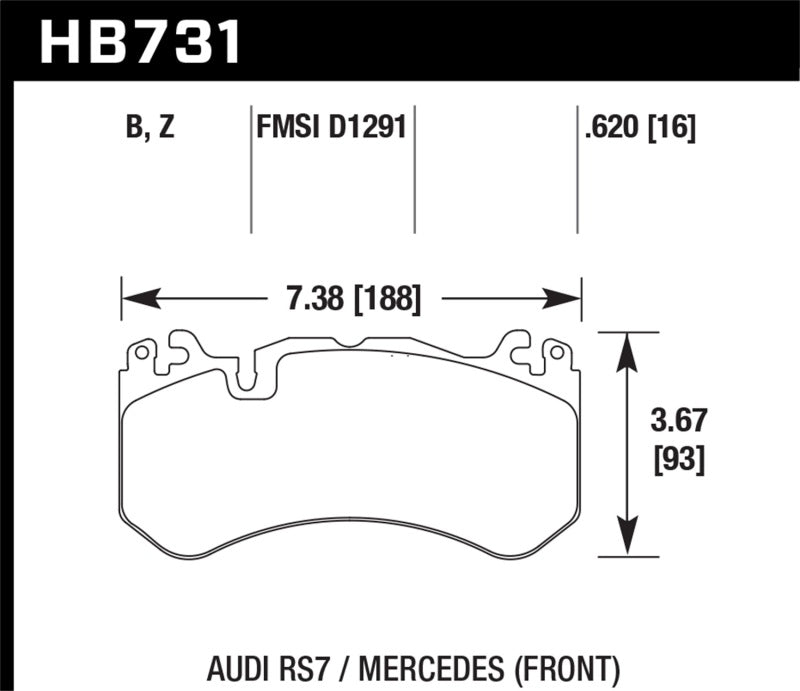 Plaquettes de frein avant Hawk 15-17 Audi RS7 / 14-15 Mercedes G63 AMG / SL63 AMG HPS 5.0 Street