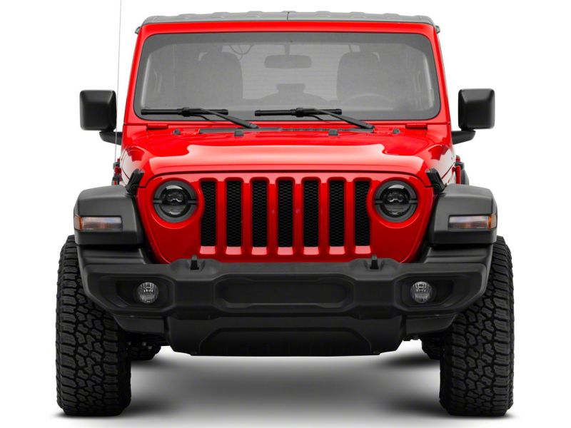 Raxiom 18-23 Jeep Wrangler JL Axial Series 9-In LED Angel Eye Headlights- Blk Housing (Clear Lens)