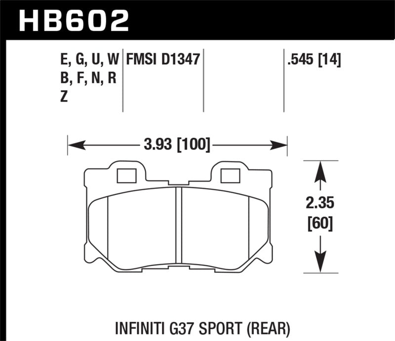 Plaquettes de frein arrière de course Hawk 10-11 Infiniti FX50 / 09-10 G37 / 09-10 Nissan 370Z DTC-70