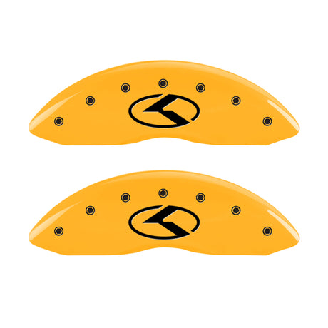 MGP 4 Caliper Covers Engraved Front & Rear Circle K/Kia Yellow finish black ch