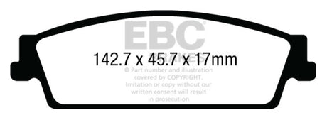 Plaquettes de frein arrière EBC 15+ Cadillac Escalade 6.2 2WD Yellowstuff