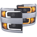 Phares de projecteur ANZO 15-17 Chevrolet Silverado 2500HD / 3500HD Noir avec bordure chromée