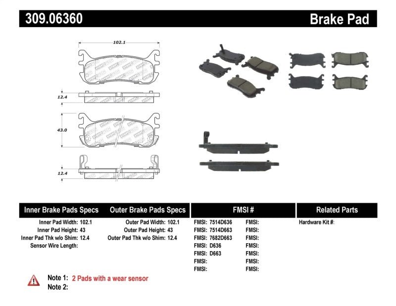 Plaquettes de frein arrière StopTech Performance 94-97/99-05 Miata avec suspension normale D636