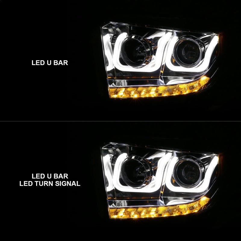 Phares de projecteur ANZO 2014-2016 Toyota Tundra avec barre en U chromée