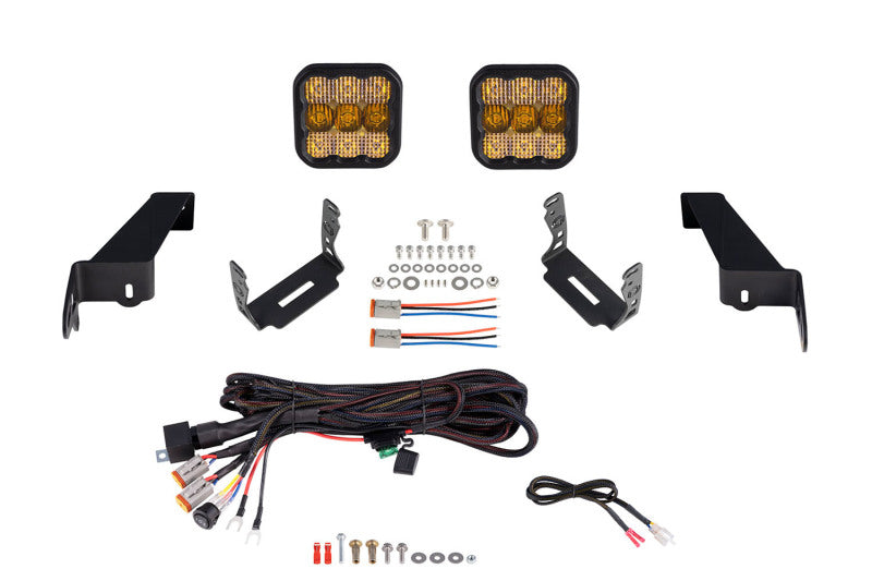 Kit d'éclairage à LED pour pare-chocs Jeep JL Wrangler SS5 18-21 de Diode Dynamics - Combo Pro jaune