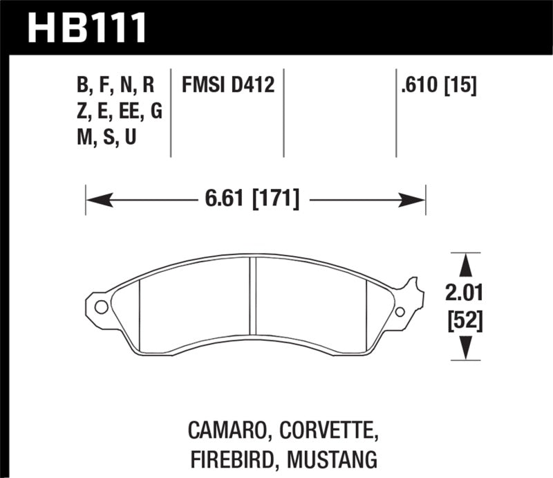 Hawk 94-04 Mustang Cobra / 88-96 Corvette / 88-92 Camaro avec freins HD Plaquettes de frein avant bleues 9012 Race