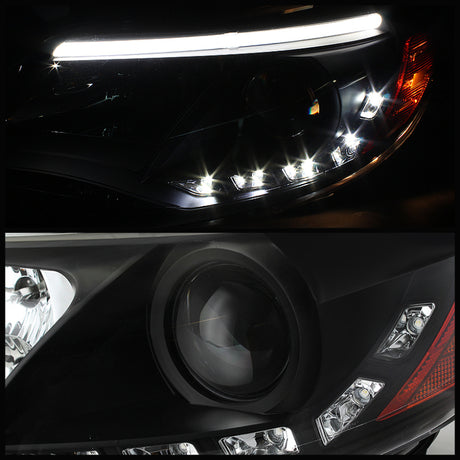 Phares de projecteur Spyder Ford Focus 12-14 Modèle halogène uniquement - DRL Noir PRO-YD-FF12-DRL-BK