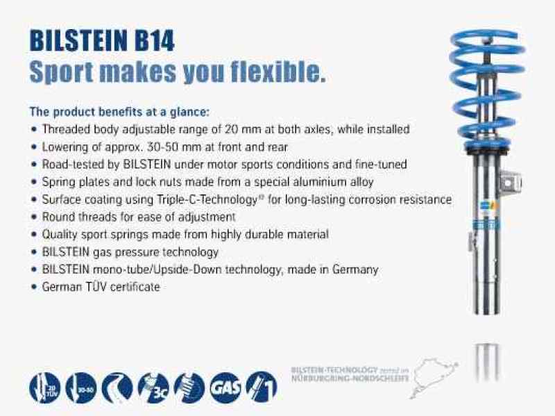 Système de suspension avant et arrière hautes performances Bilstein B14 (PSS) 2015 Mini Cooper F56