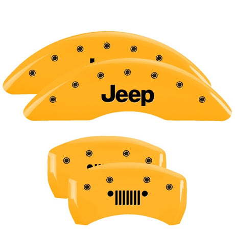 Couvre-étriers MGP 4 gravés à l'avant JEEP Logo de calandre JEEP gravé à l'arrière Finition jaune noir ch