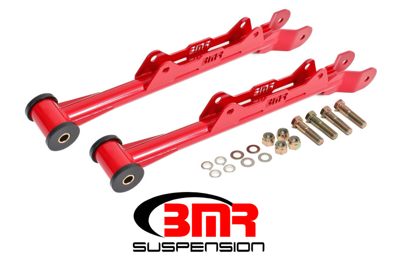 Bras de suspension inférieurs arrière non réglables BMR 10-15 5e génération Camaro Chrome Molybdène (Delrin) - Rouge