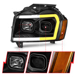 Phares de projecteur ANZO 2005-2007 Jeep Grand Cherokee avec barre lumineuse Switchback boîtier noir