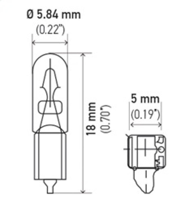 Ampoule Hella 37 12V 1.3W W2X4.6d T1.75 (QTY minimum de commande 10)