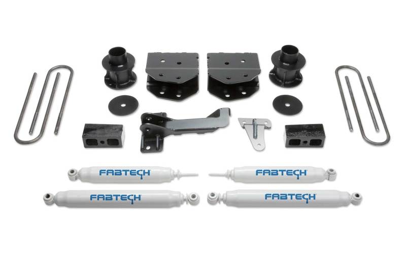 Système budgétaire Fabtech 08-16 Ford F250/350/450 4WD 8 Lug 4in avec amortisseurs de performance