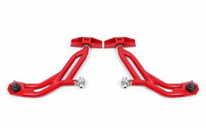 Bras de suspension inférieurs réglables BMR 10-14 Ford Mustang avec embout en Delrin/rotule haute de 19 mm - Rouge