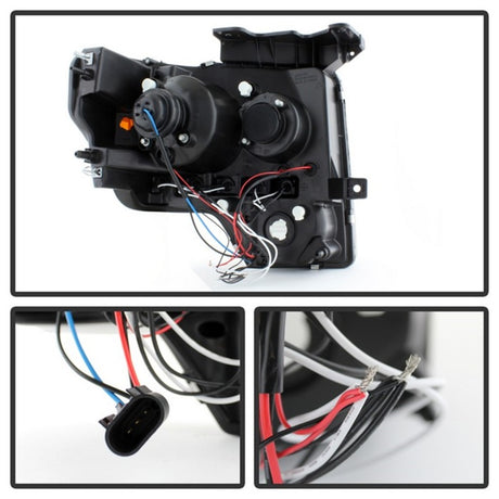 Phares de projecteur Spyder Ford F150 09-14 Modèle halogène - LED Halo LED Smke PRO-YD-FF15009-HL-SM