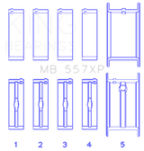King General Motors 262/267/302/307.010in Undersize Crankshaft XP-Series Main Bearing Set (Set of 5)